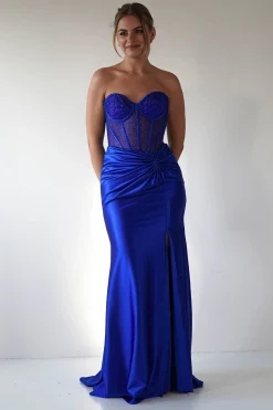 Hot Andrina Rhinestone Strapless Gown | Royal Blue Sommerkleider|Sommerkleider