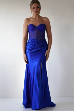 Hot Andrina Rhinestone Strapless Gown | Royal Blue Sommerkleider|Sommerkleider