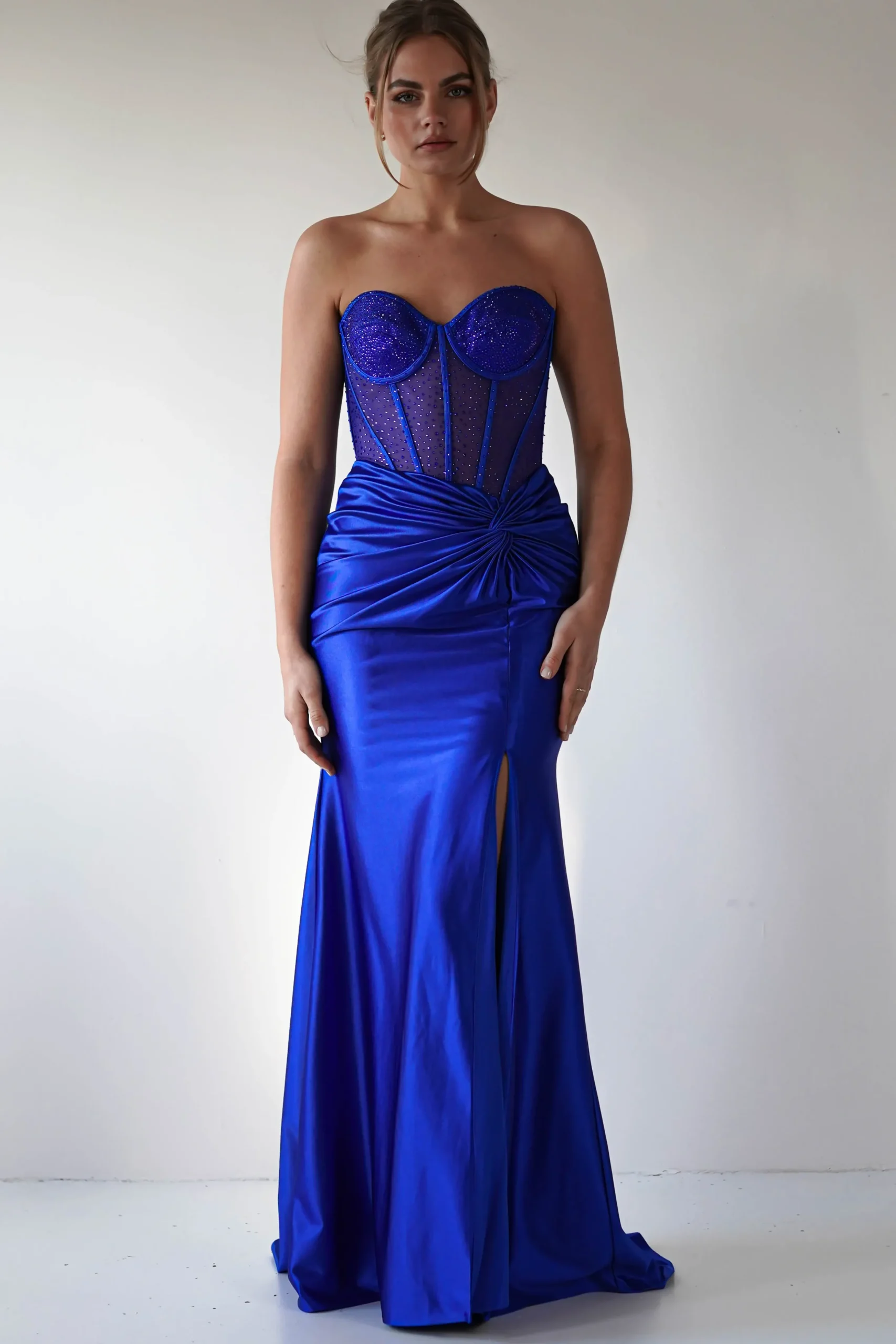 Hot Andrina Rhinestone Strapless Gown | Royal Blue Sommerkleider|Sommerkleider