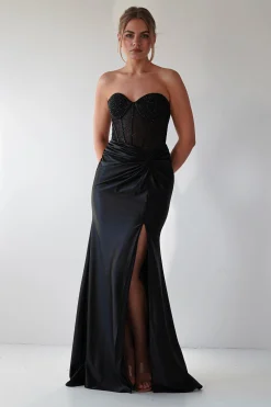 Clearance Andrina Rhinestone Strapless Gown | Black Sommerkleider|Sommerkleider