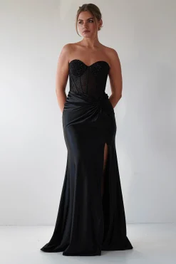 Clearance Andrina Rhinestone Strapless Gown | Black Sommerkleider|Sommerkleider