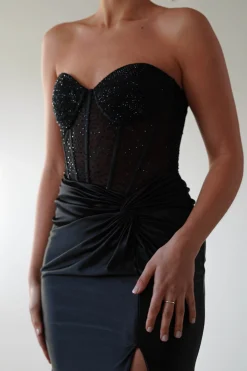 Clearance Andrina Rhinestone Strapless Gown | Black Sommerkleider|Sommerkleider