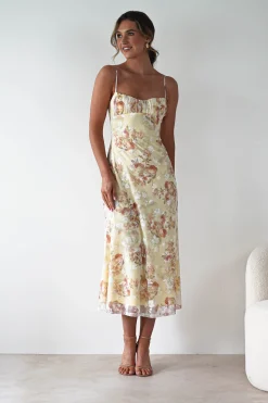 Discount Annabelle Floral Print Midaxi Dress | Yellow Lange Kleider|Maxikleider