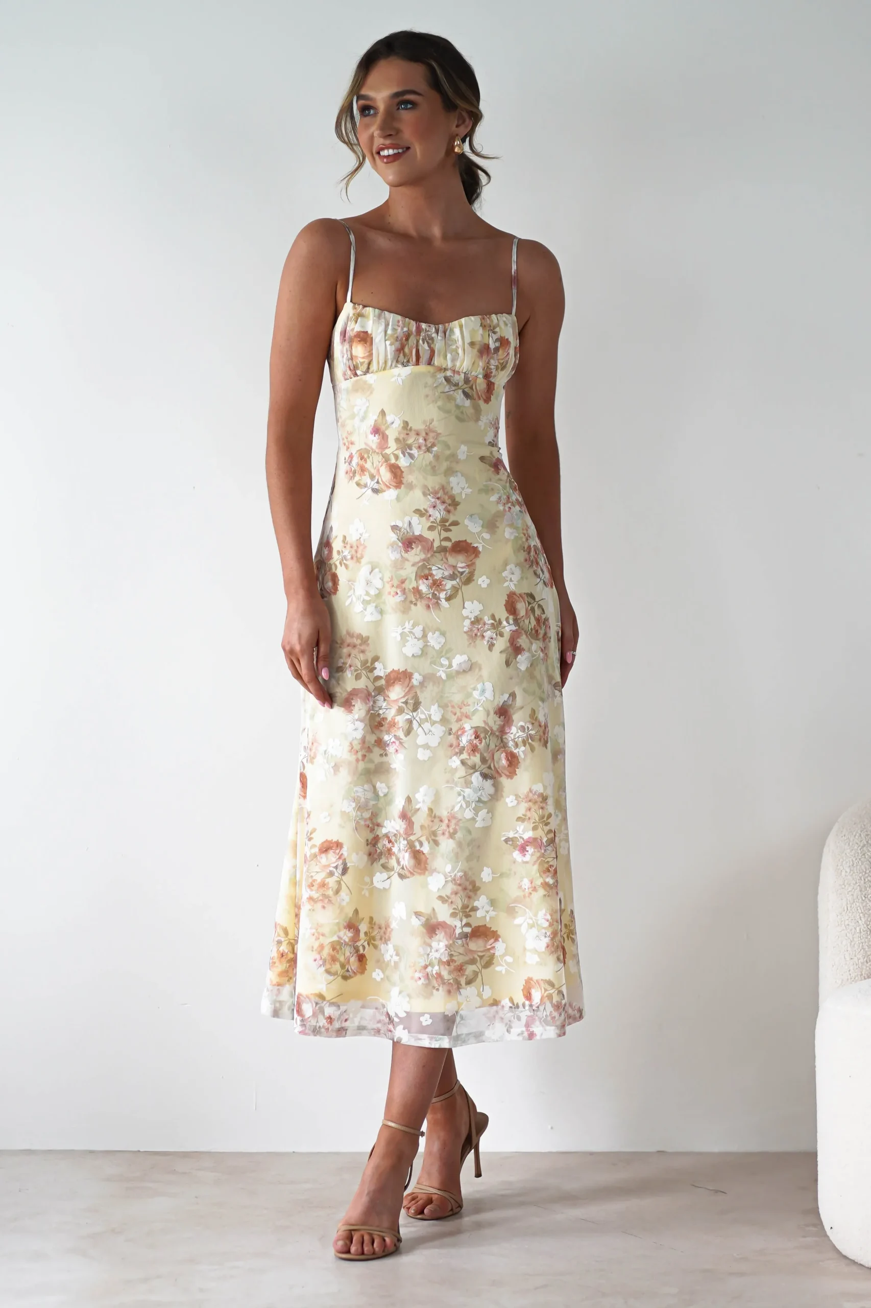 Discount Annabelle Floral Print Midaxi Dress | Yellow Lange Kleider|Maxikleider