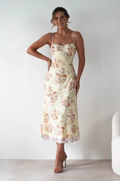 Discount Annabelle Floral Print Midaxi Dress | Yellow Lange Kleider|Maxikleider
