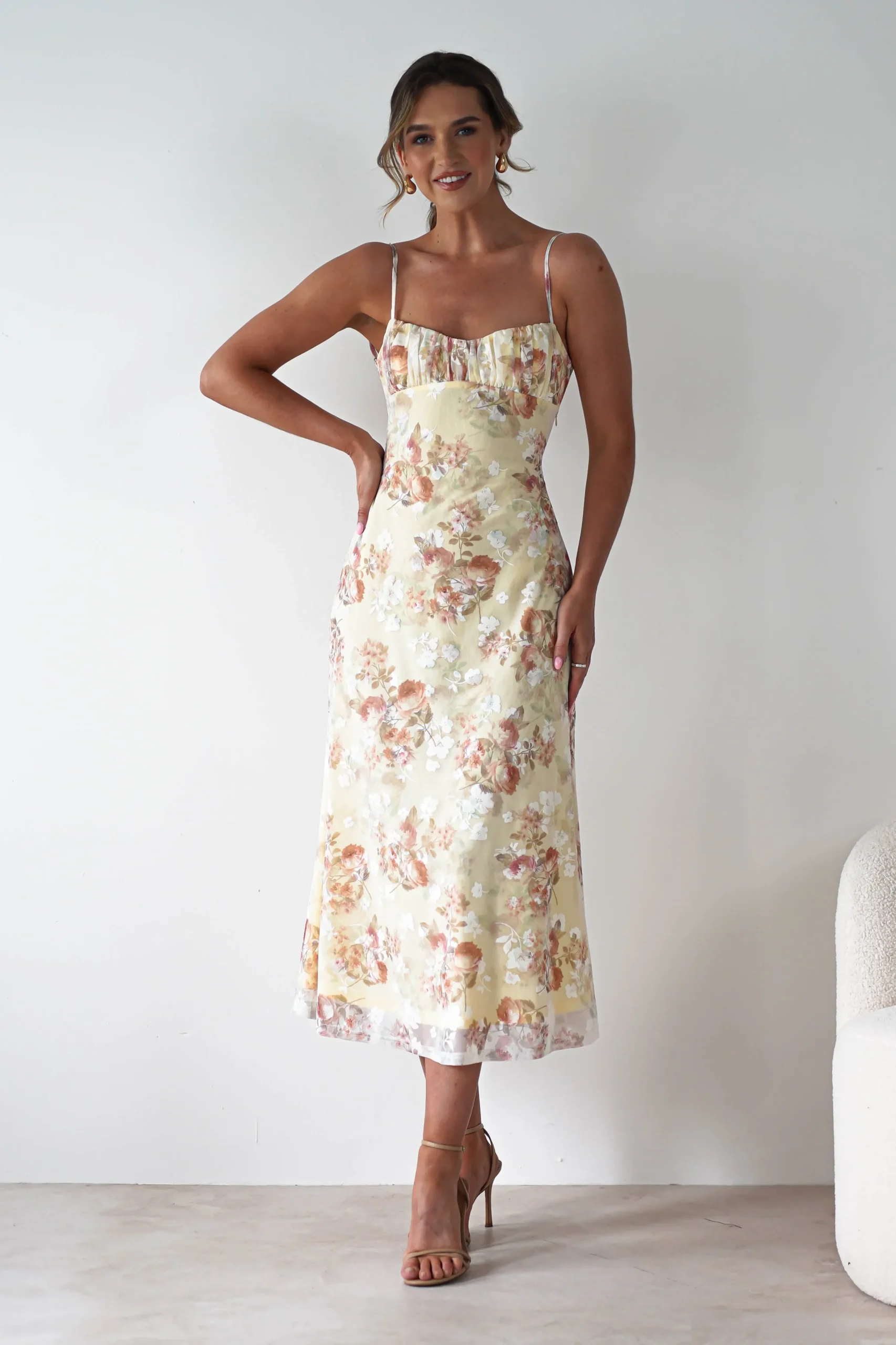 Discount Annabelle Floral Print Midaxi Dress | Yellow Lange Kleider|Maxikleider