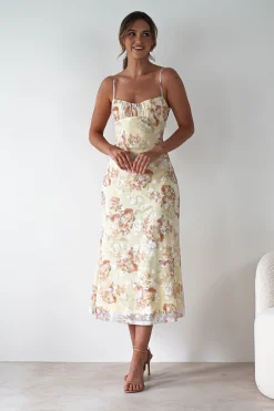 Discount Annabelle Floral Print Midaxi Dress | Yellow Lange Kleider|Maxikleider