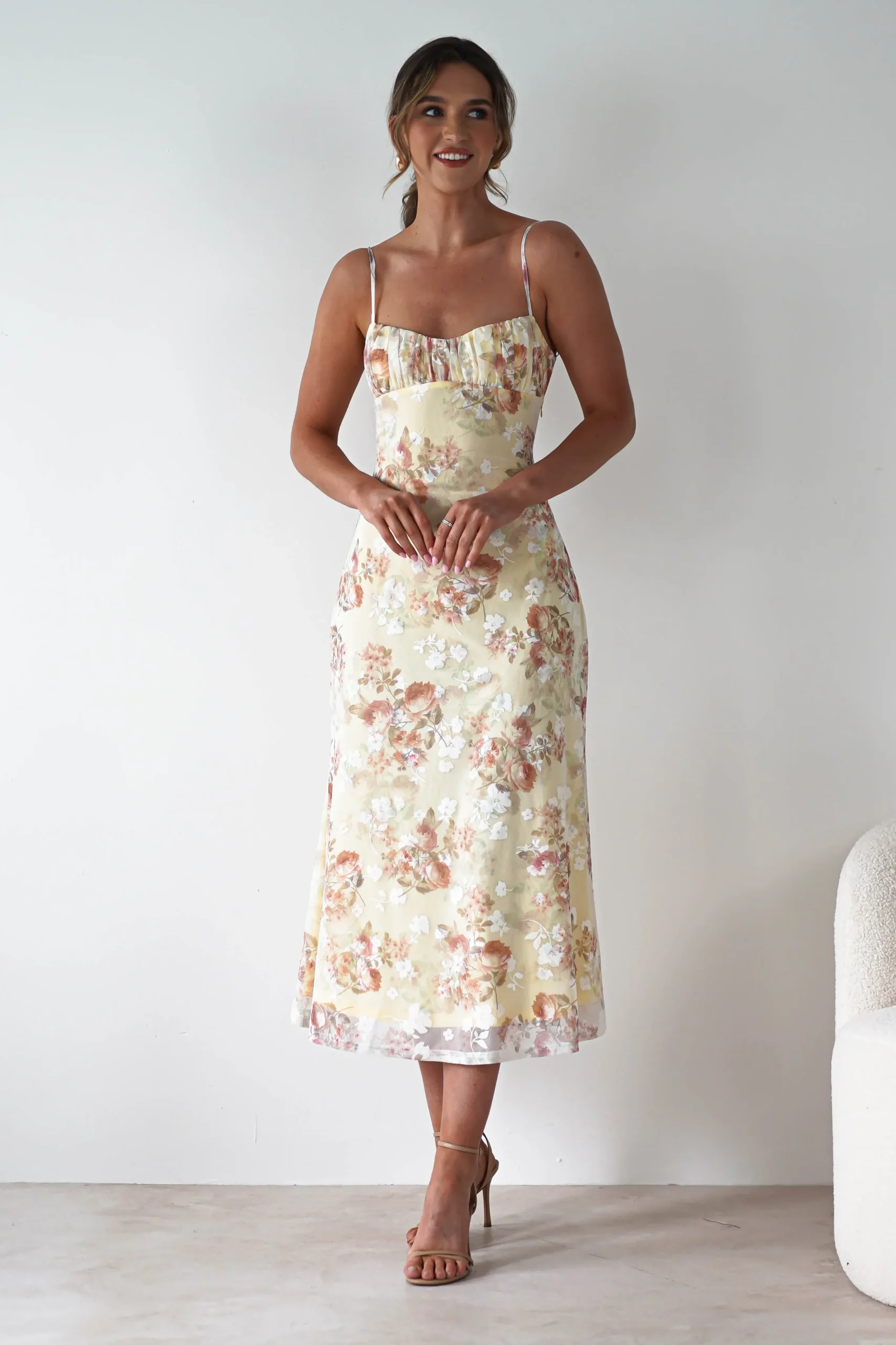 Discount Annabelle Floral Print Midaxi Dress | Yellow Lange Kleider|Maxikleider