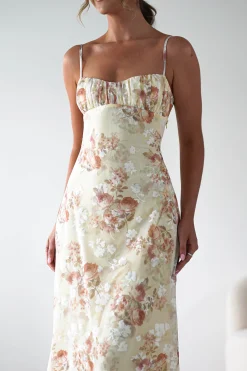 Discount Annabelle Floral Print Midaxi Dress | Yellow Lange Kleider|Maxikleider