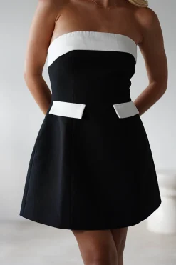 Fashion Annie Monochrom Mini Dress | Black/White Kleider In Minilänge|Minikleider