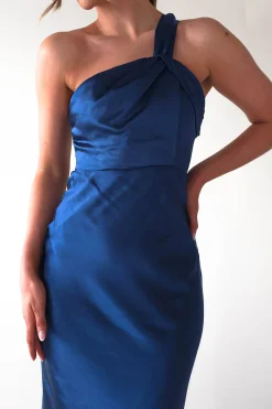 Fashion Ashlee Soft Satin One Shoulder Maxi Dress | Navy Lange Kleider|Maxikleider