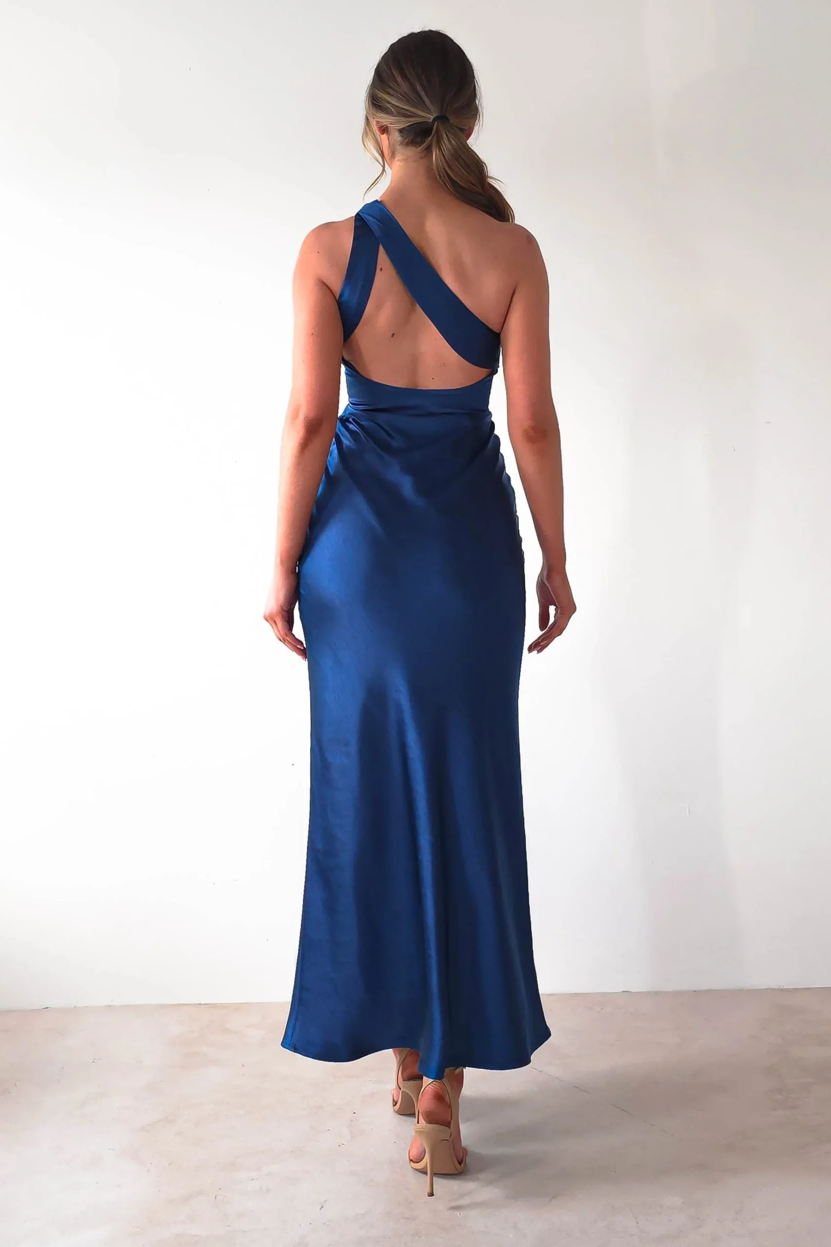 Fashion Ashlee Soft Satin One Shoulder Maxi Dress | Navy Lange Kleider|Maxikleider