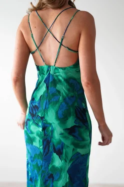New Bali Printed Midi Dress | Green Print Lange Kleider|Maxikleider