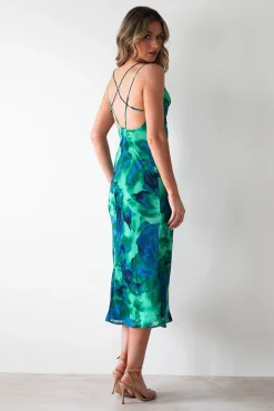 New Bali Printed Midi Dress | Green Print Lange Kleider|Maxikleider