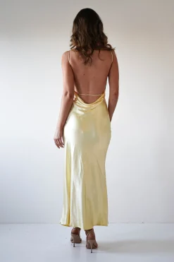 Sale Bayleigh Soft Satin Maxi Dress | Yellow Lange Kleider|Maxikleider