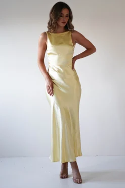 Sale Bayleigh Soft Satin Maxi Dress | Yellow Lange Kleider|Maxikleider