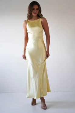 Sale Bayleigh Soft Satin Maxi Dress | Yellow Lange Kleider|Maxikleider