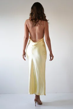 Sale Bayleigh Soft Satin Maxi Dress | Yellow Lange Kleider|Maxikleider