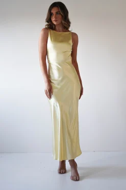 Sale Bayleigh Soft Satin Maxi Dress | Yellow Lange Kleider|Maxikleider