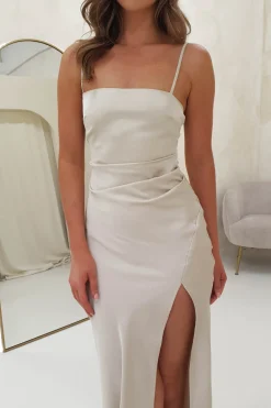 New Beatrice Soft Runched Maxi Dress | Champagne Lange Kleider|Maxikleider