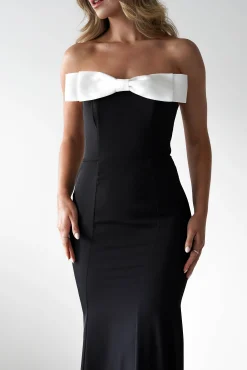 Discount Beckett Strapless Bow Maxi Dress | Black/White Lange Kleider|Maxikleider