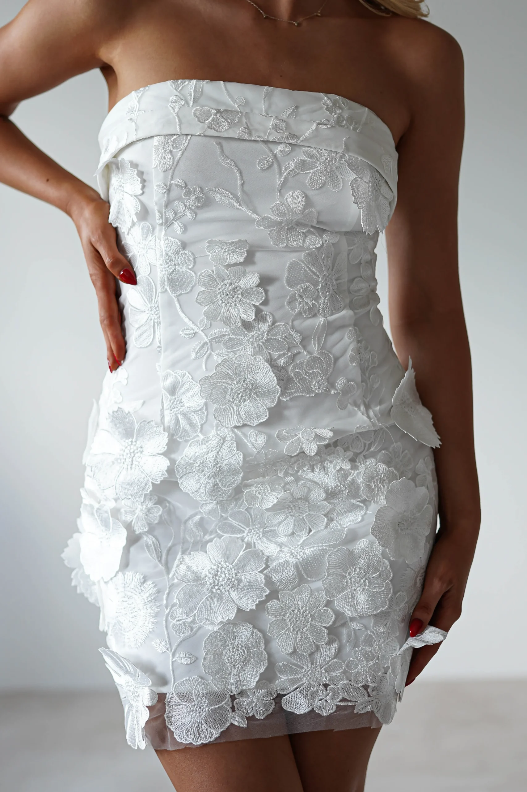 Outlet Bellflower 3D Floral Mini Dress | White Kleider In Minilänge|Minikleider