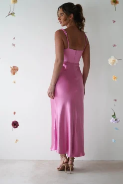 Clearance Bethanie Soft Satin Maxi Dress | Bright Pink Lange Kleider|Maxikleider