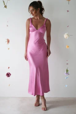 Clearance Bethanie Soft Satin Maxi Dress | Bright Pink Lange Kleider|Maxikleider