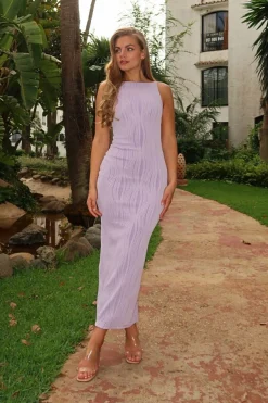 Best Brighton Textured Bodycon Midaxi Dress | Lilac Lange Kleider|Maxikleider