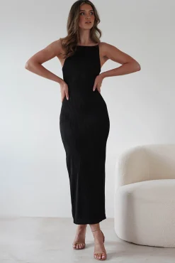 Best Brighton Textured Bodycon Midaxi Dress | Black Mittellange Kleider|Midi-kleider