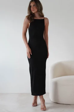 Best Brighton Textured Bodycon Midaxi Dress | Black Mittellange Kleider|Midi-kleider