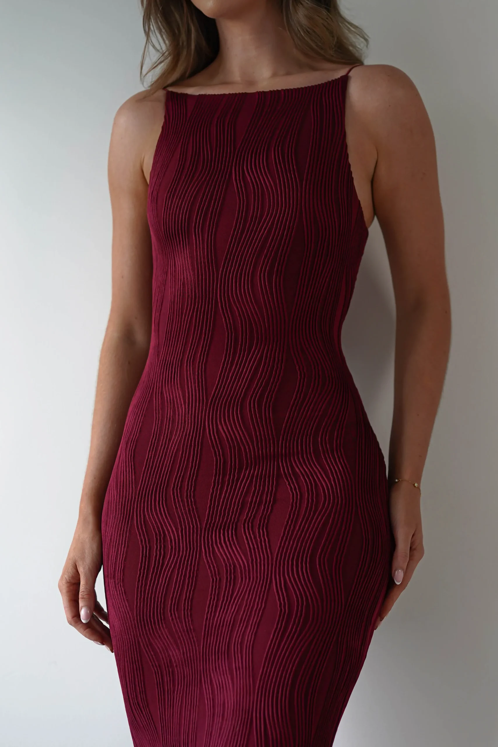 Discount Brighton Textured Bodycon Midaxi Dress | Wine Lange Kleider|Maxikleider