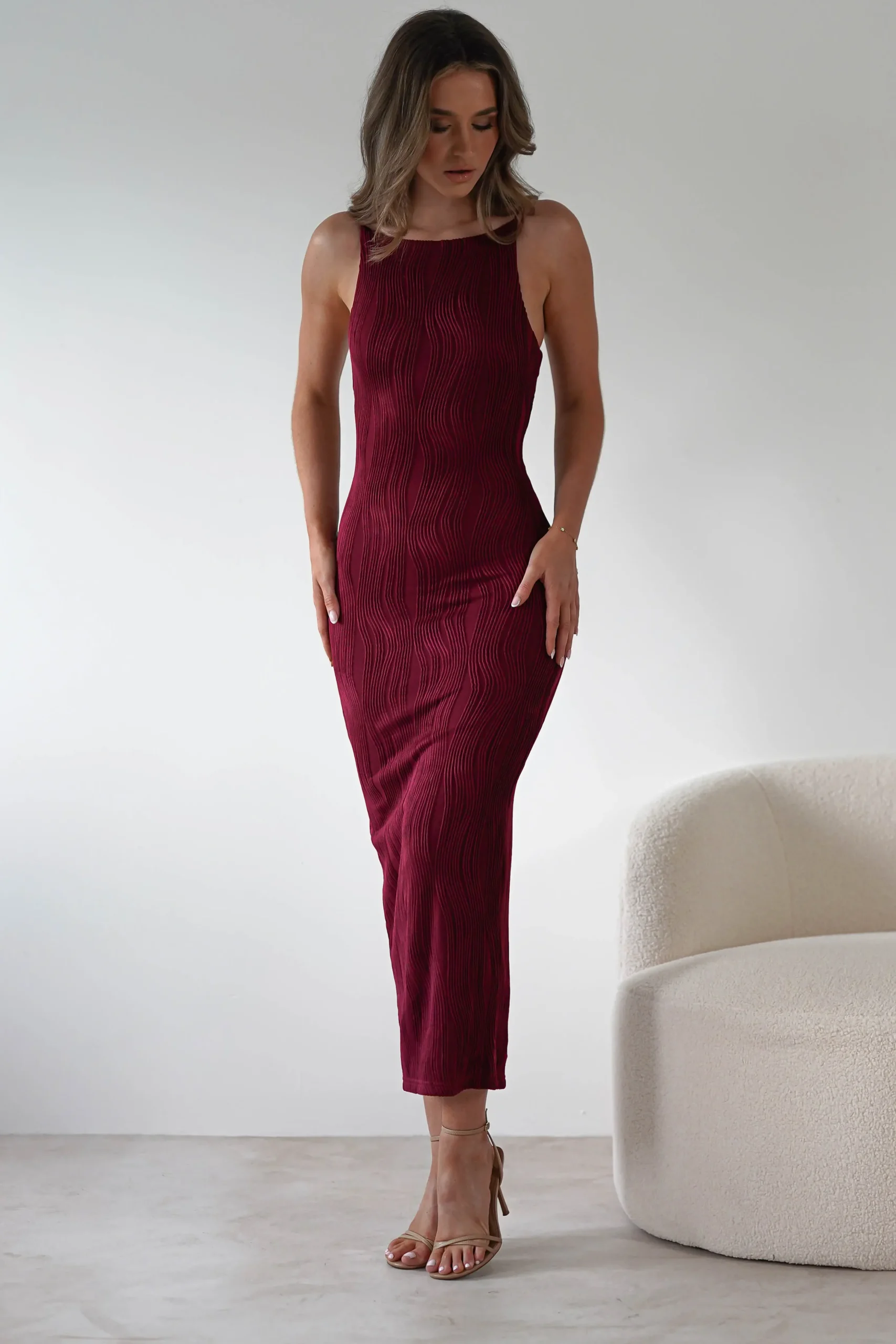 Discount Brighton Textured Bodycon Midaxi Dress | Wine Lange Kleider|Maxikleider