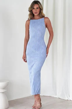 Sale Brighton Textured Bodycon Midaxi Dress | Blue Lange Kleider|Maxikleider