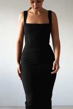 Outlet Brooke Square Neck Maxi Dress | Black Lange Kleider|Maxikleider