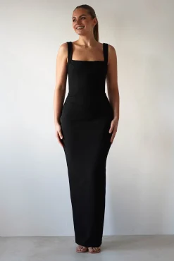 Outlet Brooke Square Neck Maxi Dress | Black Lange Kleider|Maxikleider