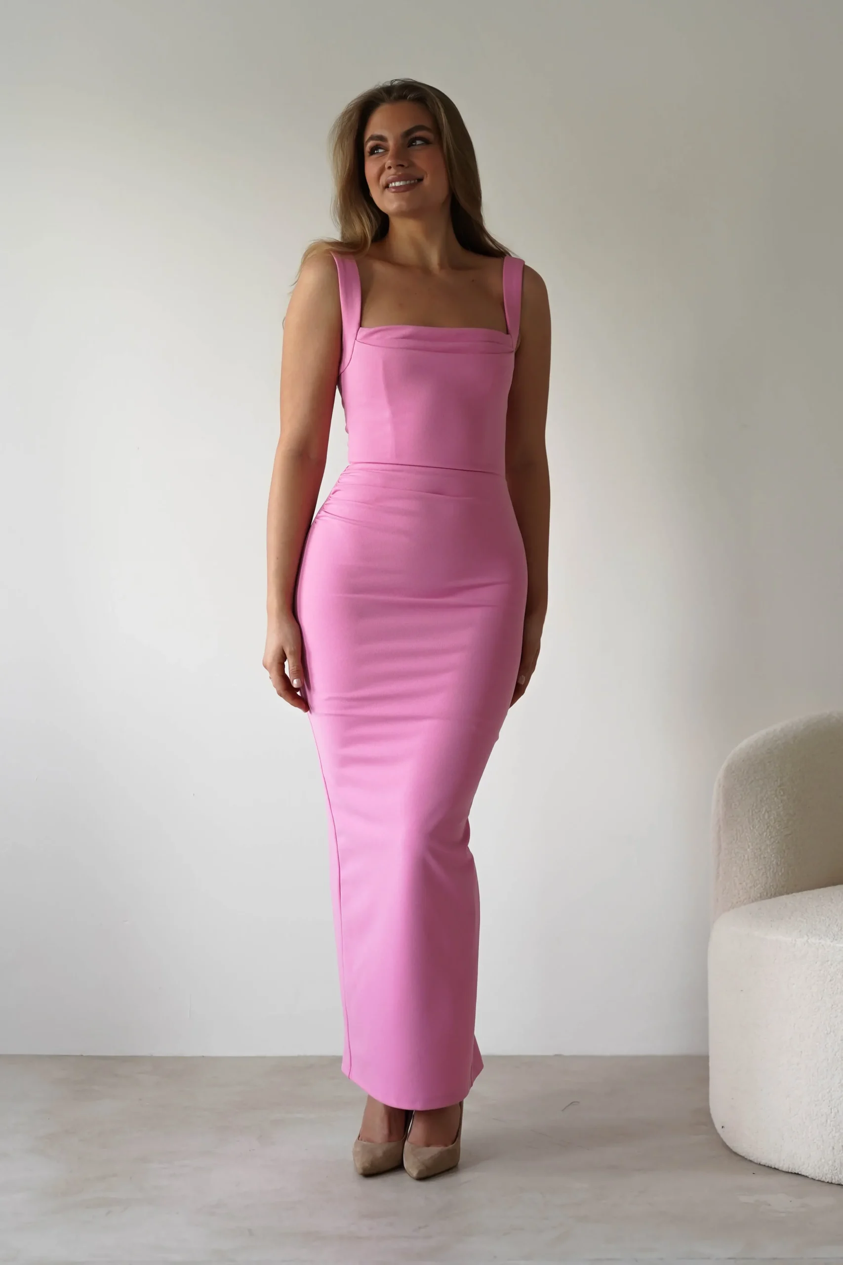 Discount Brooke Square Neck Maxi Dress | Pink Lange Kleider|Maxikleider