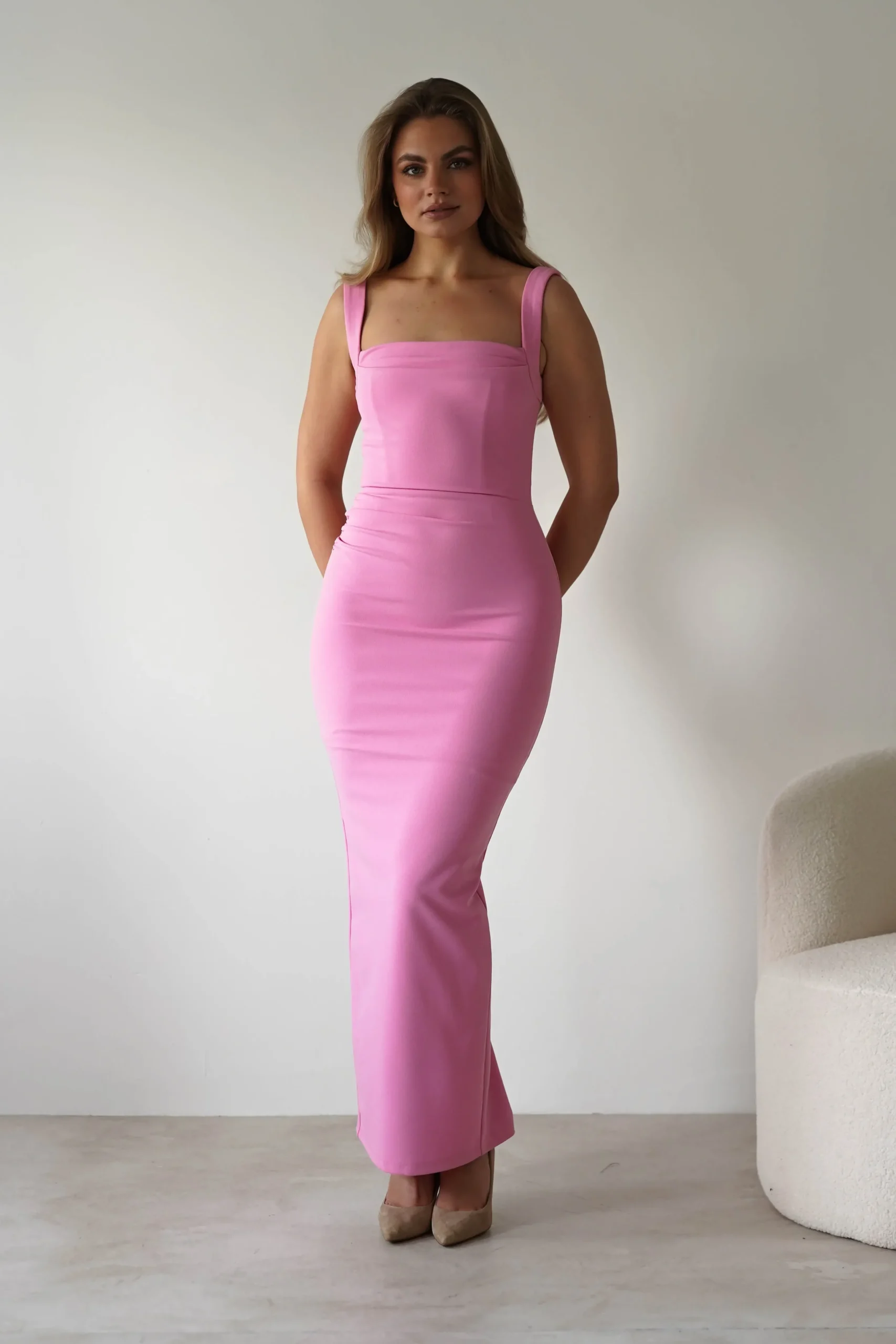 Discount Brooke Square Neck Maxi Dress | Pink Lange Kleider|Maxikleider