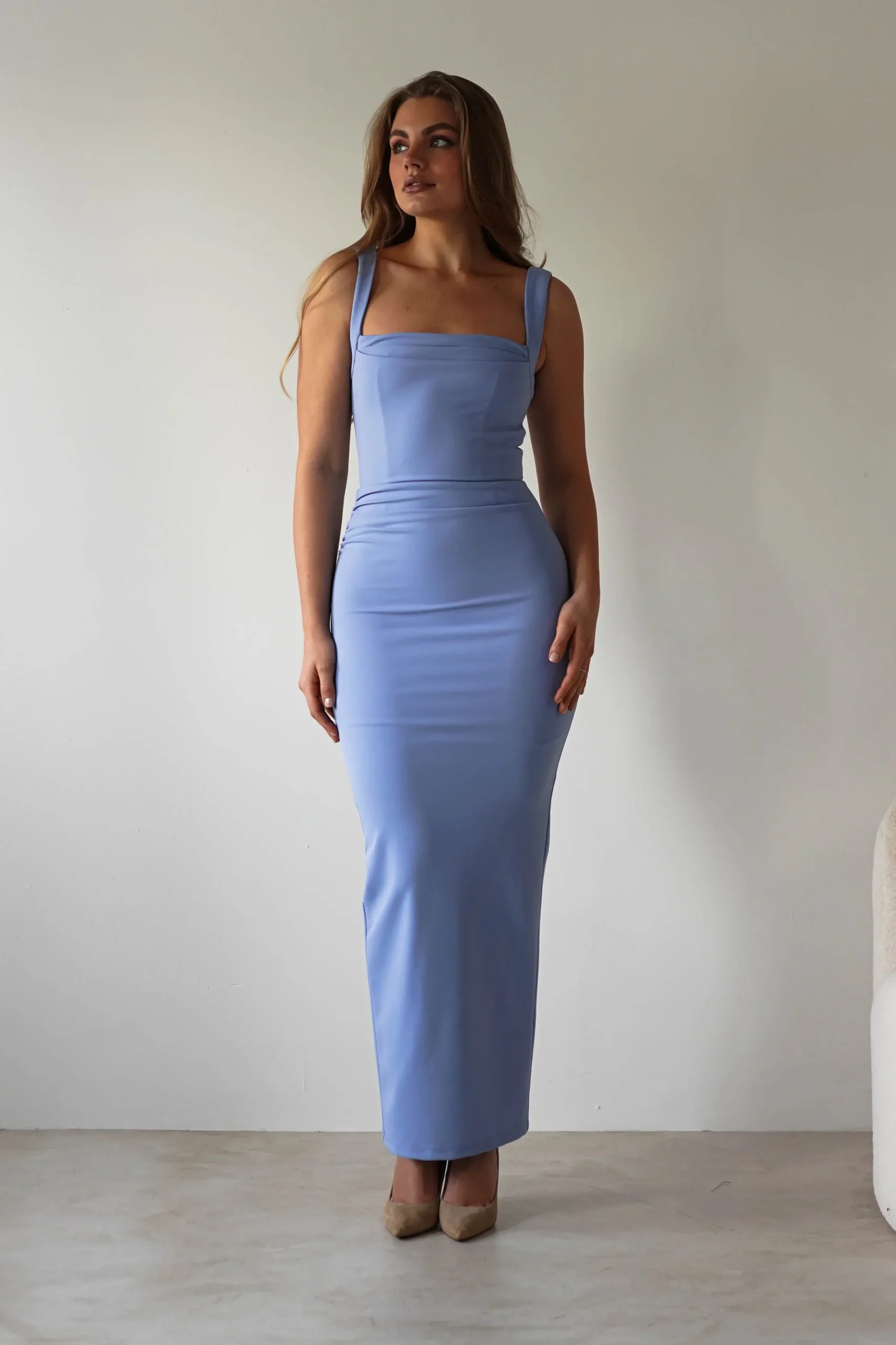 Sale Brooke Square Neck Maxi Dress | Blue Lange Kleider|Maxikleider