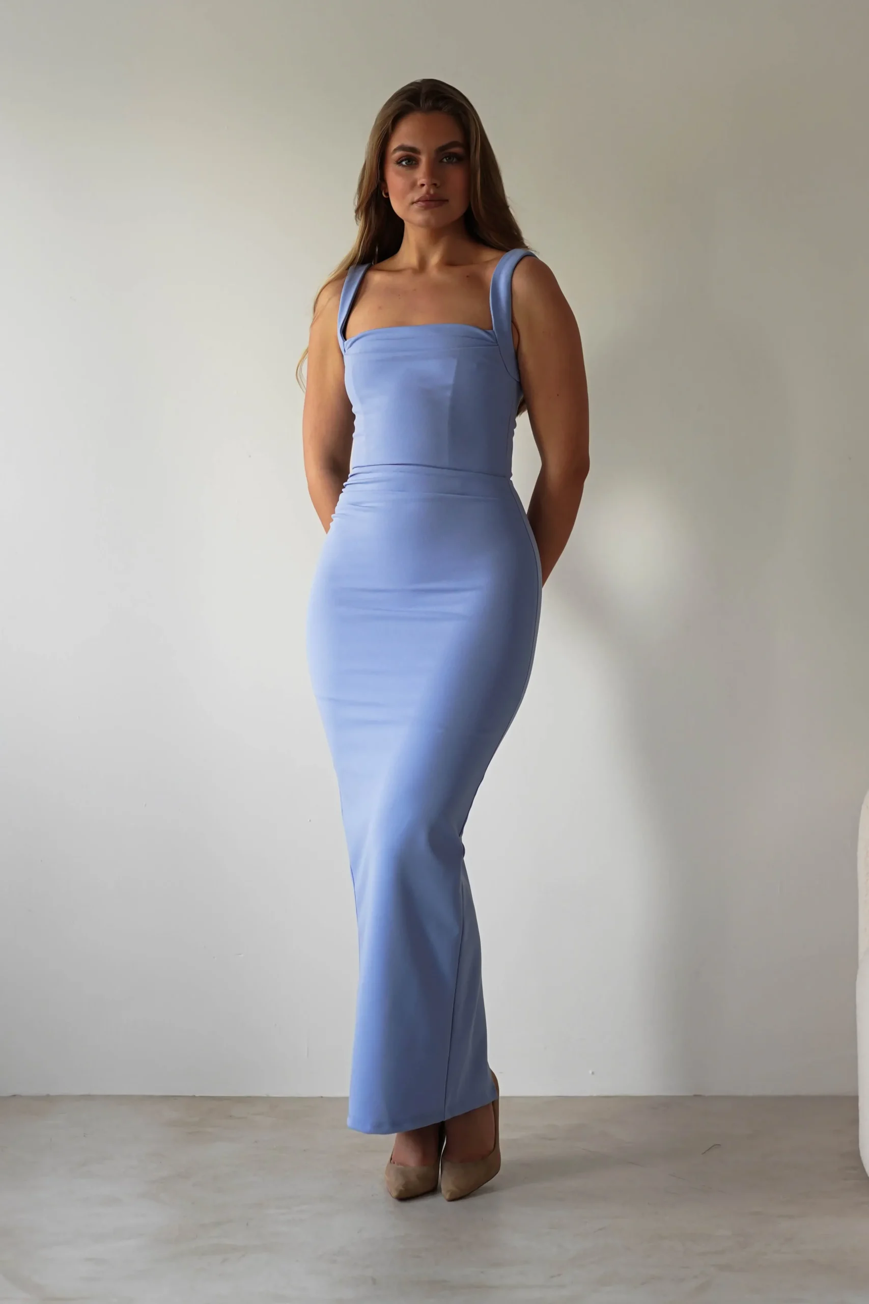 Sale Brooke Square Neck Maxi Dress | Blue Lange Kleider|Maxikleider