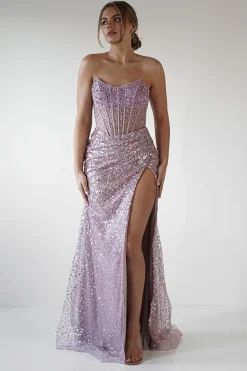 Clearance Cadenza Beaded Corset Gown | Mauve Sommerkleider|Sommerkleider