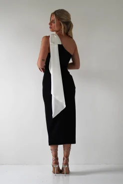 Discount Camella Bodycon Bow Detail Midi Dress | Black Mittellange Kleider|Midi-kleider