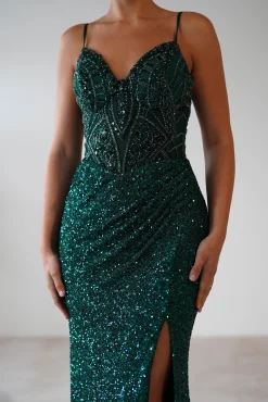 Clearance Candyce Sequin Mermaid Gown | Emerald Green Sommerkleider|Sommerkleider