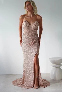 Best Candyce Sequin Mermaid Gown | Gold Sommerkleider|Sommerkleider