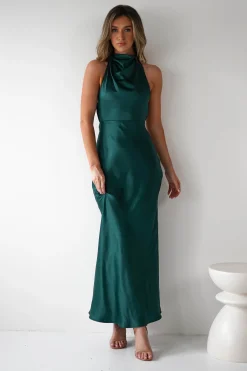 Fashion Capriana Pearl Back Maxi Dress | Emerald Lange Kleider|Maxikleider