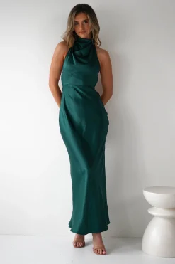 Fashion Capriana Pearl Back Maxi Dress | Emerald Lange Kleider|Maxikleider