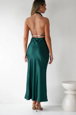 Fashion Capriana Pearl Back Maxi Dress | Emerald Lange Kleider|Maxikleider