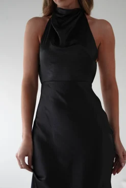Clearance Capriana Pearl Back Maxi Dress | Black Lange Kleider|Maxikleider