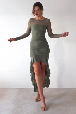 Best Carlson Mesh Midaxi Dress | Olive Lange Kleider|Maxikleider