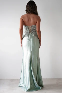 Outlet Caspian Embellished Bodycon Gown | Light Green Sommerkleider|Sommerkleider